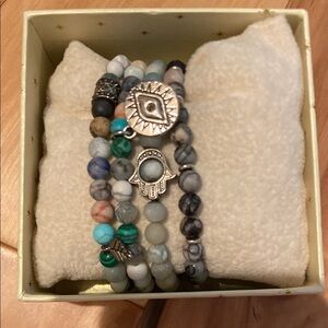 Eye Candy Blue and Green Beaded Bracelets Set